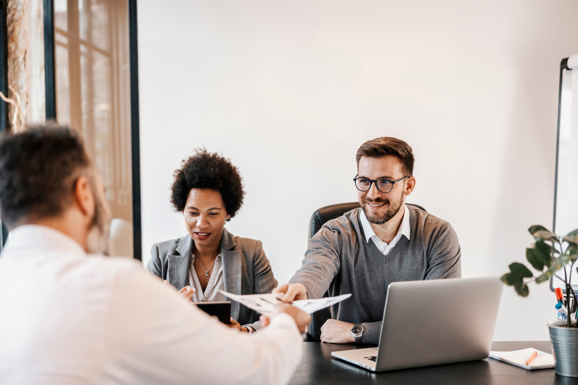 A job interview at corporate firm on position of senior developer.